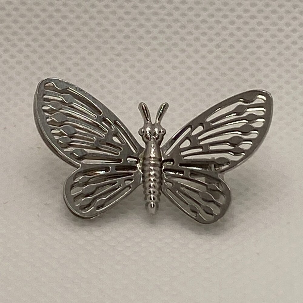 Vintage Butterfly Brooch Pin Silver Tone Small